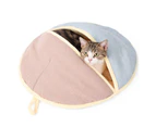 Pet Nest Round Fan Appearance Pet Hideout Anti-slip Bottom Warm Pet Cats Nest Mattress for Winter - Pink Blue