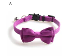 Kitten Collar Floral Pattern Dress-up Adjustable Pet Cats Bow Tie Collar with Bell Pet Supplies - Purple A