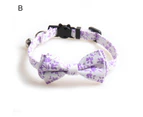 Kitten Collar Floral Pattern Dress-up Adjustable Pet Cats Bow Tie Collar with Bell Pet Supplies - Purple B