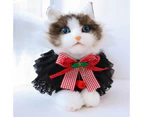 Cats Collar Plaid Pattern Dress-up Soft Pet Cats Dogs Bow Tie Collar for Festival - Black