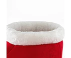 1 Set Pet Bed Boot Shape with Mat Thickening Pet Cat Warm Cushion Nest Cat Supplies - Red