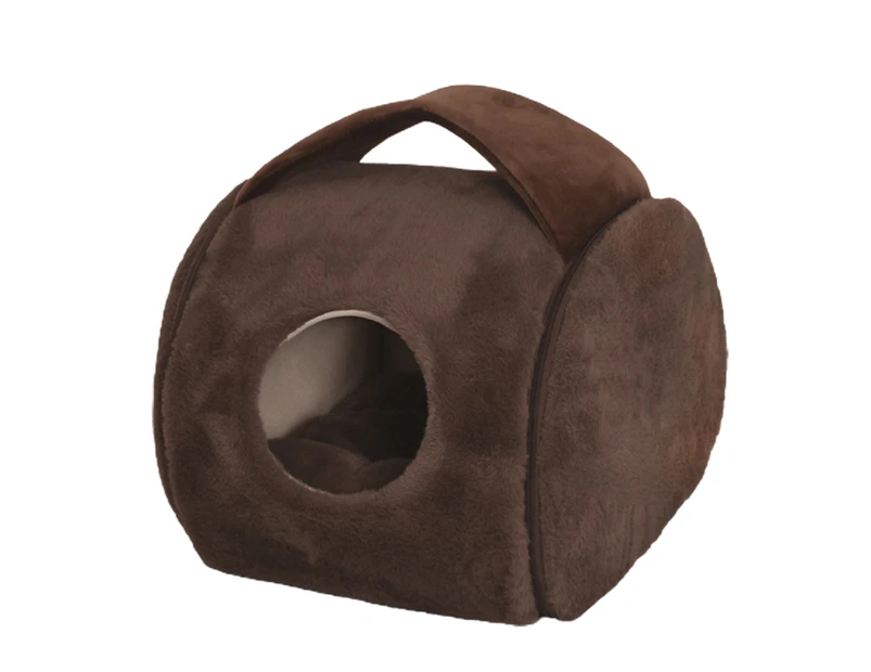 1 Set Pet Bed Super Soft Ultra-thick Fabric Enclosed Type Dog Sleeping Nest Pet Bed for Home - Coffee