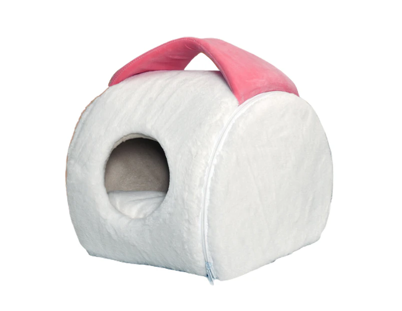 1 Set Pet Bed Super Soft Ultra-thick Fabric Enclosed Type Dog Sleeping Nest Pet Bed for Home - White