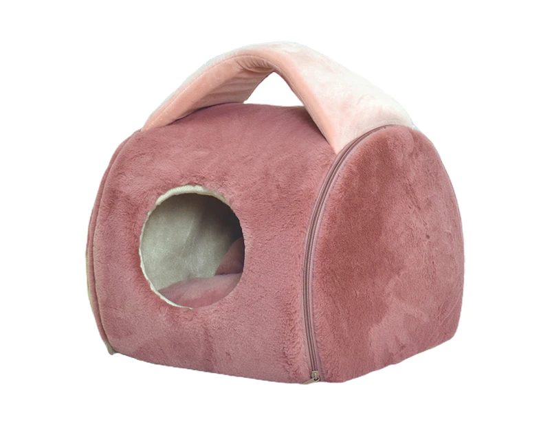 1 Set Pet Bed Super Soft Ultra-thick Fabric Enclosed Type Dog Sleeping Nest Pet Bed for Home - Red