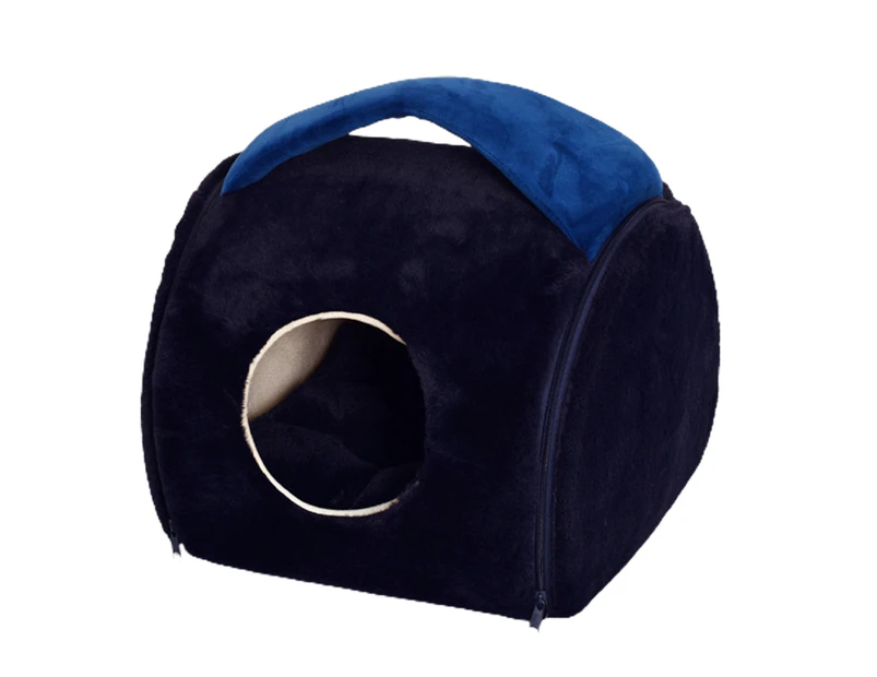 1 Set Pet Bed Super Soft Ultra-thick Fabric Enclosed Type Dog Sleeping Nest Pet Bed for Home - Navy Blue