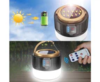 Solar LED Camping Lantern Rechargeable, Emergency Lantern - Remote Control Flashlight Tent Lights,  Power Bank - Black
