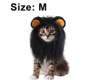 Lion Mane Wig Pet Costumes Hat for Halloween Christmas Dress Up Decoration for Kitten Cats - Black