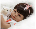 NPK 56CM 0-3M lifelike reborn baby doll sweet girl in tan skin full body silicone Bath toy  dolls