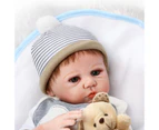 NPK Full vinyl boneca reborn baby doll in Striped bear suit with boy gender touch teaching toys for children