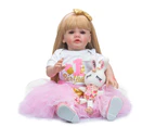 NPK 60CM Standing Toddler Girl Doll Reborn Princess Betty Long Blonde Hair in Pink Dress Soft Cuddly Body Gifts for Children
