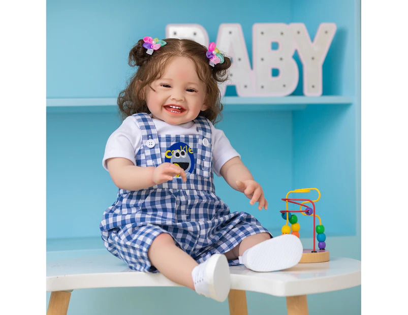 NPK 24inch Reborn Toddler Mila Our Happy Baby with Rooted Long Hair Lifelike 6month Baby Size Collectible Art Doll