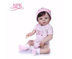NPK Doll 22inch 57cm Reborn Baby Dolls full Silicone Reborn Bebe Doll Vinyl Toys gifts cute plamates For Girls and boys pink