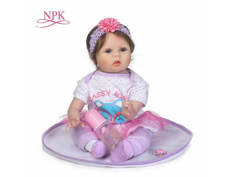 NPK 55cm Soft Body Silicone Reborn Baby Doll Toy For Girls NewBorn Girl Baby Birthday Gift To Child Bedtime Early Education Toy