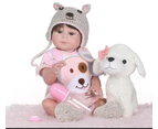NPK Newborn Baby Doll reborn 48cm 19 Inch Reborn Baby girl Real Life Living Doll Toys Soft Silicone Open Eyes little puppy