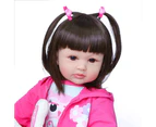 NPK 60CM baby girl doll Boneca Reborn toddler Soft Silicone cloth body Lifelike Bebe doll Reborn two hair colors toy