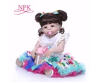 NPK 57CM New Arrival Baby Girl Reborn Dolls Toy Full Silicone Vinyl  Real Life Reborn Alive Doll Hot sale for girls  curly hair