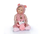 NPK 48CM bebe doll reborn triplets sweet newborn baby doll hand detailed painting pinky look full body silicone