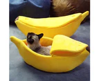 Creative Banana Shape Pet Dog Cats Nest Soft Winter Puppy Kitten Warm House Bed - Yellow