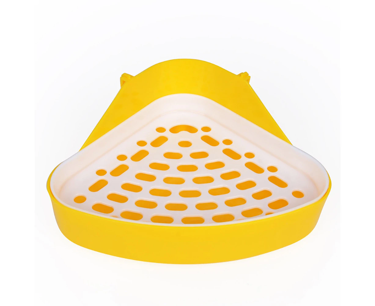 Durable Pet Cavy Rabbit Pee Toilet Small Animal Hamster Litter Tray Clean Tool - Yellow