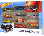 Hot Wheels 10-Car Pack of 1:64 Scale Vehicles​, Gift for Collectors & Kids Ages 3 Years Old & Up (Pack May Vary), 54886, Multicolor