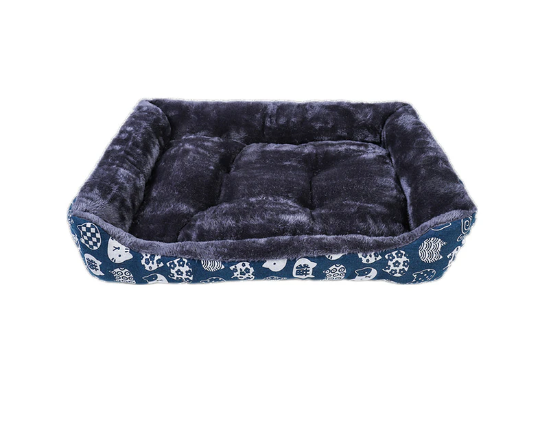 Dog House Rectangle Shape Animals Print Warm Kennel Pet Winter Nest for Winter - Blue