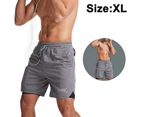 Workout Running Shorts Women with Liner 2 in 1 Athletic Sports Shorts with Zip Pocket - Grey