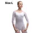 Ballet Dance Practice Clothes Female Short-Sleeved Back Sleeves Leotards Jumpsuits Adult Gym Suits - White