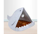 Exquisite Pets Bed Widely Use Felt Foldable Shark Dog Cats House for Daily Use - Grey