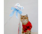 Cat Wand Tear Resistant Interactive Acrylic Rainbow Tassel Cat Teaser Wand for Cats-Blue