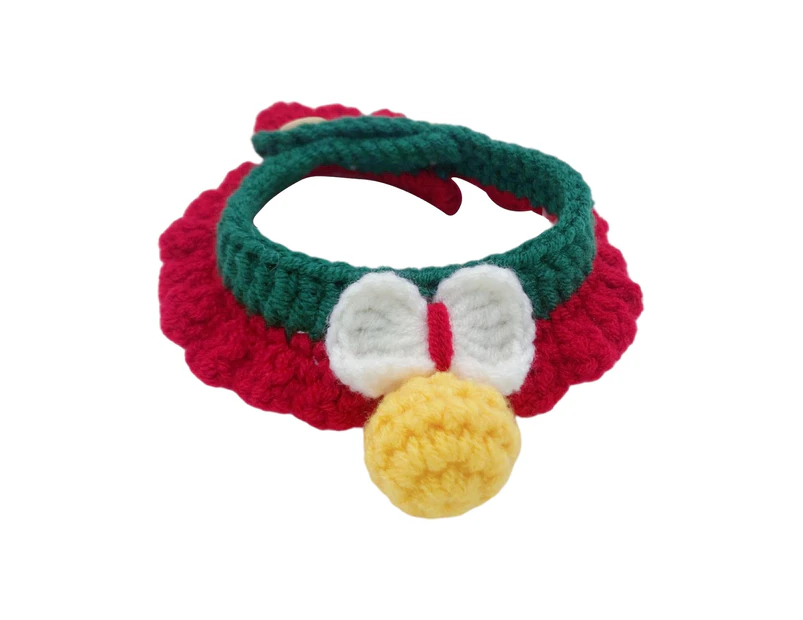 Cat Knitted Collar Soft Wear-resistant Delicate Cat Collar Cat Necklace Sweet Pet Scarf Pet Supplies-White&Red S