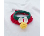 Cat Knitted Collar Soft Wear-resistant Delicate Cat Collar Cat Necklace Sweet Pet Scarf Pet Supplies-White&Red L