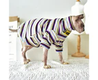 Cat Clothes High Collar Striped Design Fashion Winter Hairless Cat Knitwear Pet Clothes-Purple S