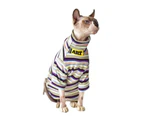Cat Clothes High Collar Striped Design Fashion Winter Hairless Cat Knitwear Pet Clothes-Purple XS