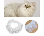 Cat Collar Lace Design All-matched Adjustable Cat Neck Wear Collar for Wedding-White Grids S