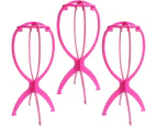 Wig Stand, Wig Head Stand for Multiple Wigs, Black, 3 Pack - Pink