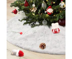 Christmas Tree Skirt Round Shape Christmas Tree Cover, Snowflake White Plush, for Christmas Tree Ornament Floor Decoration New Year Christmas Decoration
