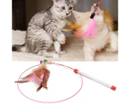 Feather Stick Interactive Bendable Steel Wire Cat Teaser Stick for Leisure-Brown