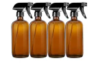 Amber Glass Spray Bottle Watering Can with Adjustable 500ml 4PCS Spray Head Reusable for Plant Flowers Garden Hair Salon