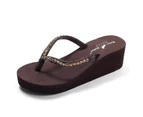Woosien Women Flip-flops Non-slip High-heeled Sandals Charcoal