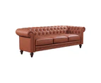 3+2+1 Seater Brown Sofa Lounge Chesterfireld Style Button Tufted in Faux Leather