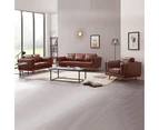 3+2+1 Seater Sofa Brown Leather Lounge Set for Living Room Couch with Wooden Frame