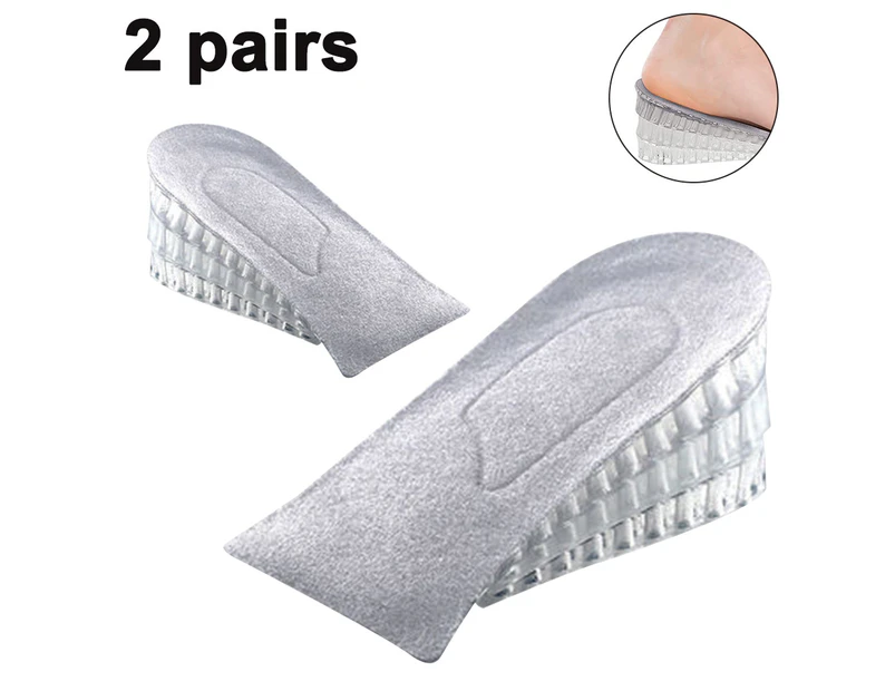 2 Pairs Heel Lift Inserts Height Increase Insole Invisible Heightening  Insole Sillicone 3-Layer Heel Support Insoles Height-Adjustable Shoe Pads  Foot Cushi - Gray