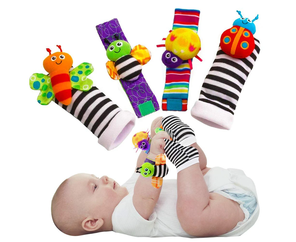 Baby Infant Rattle Socks Toys 3-6 to 12 Months Girl Boy Learning Toy - Multi