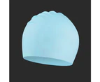 QYORIGIN-Silicone Swim Caps for Long Hair, Cover Ears Swimming Caps , Flexible Waterproof Swimming Caps-Blue