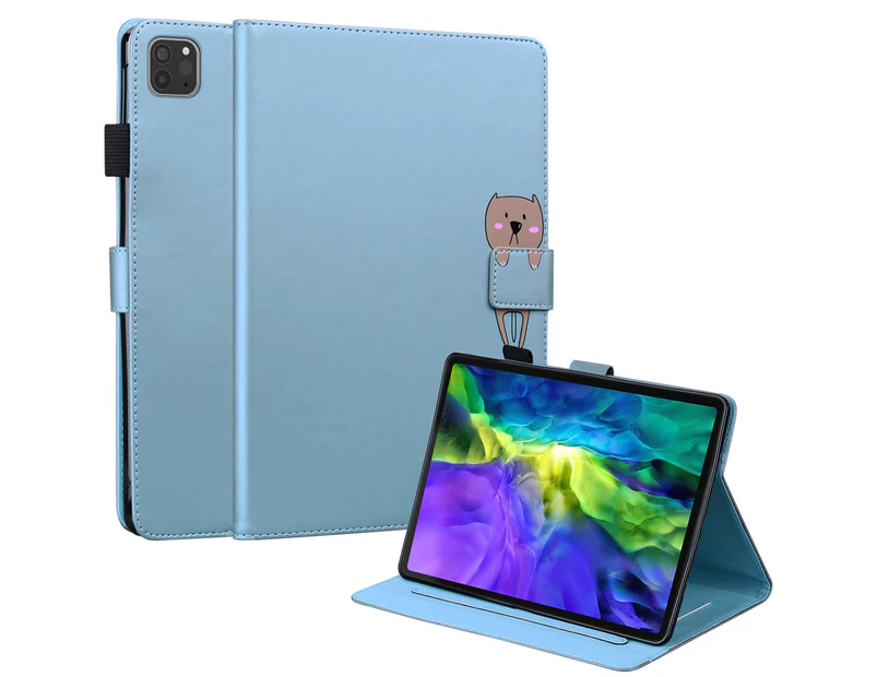 PU Leather Folio Stand Wallet Cover Case with Pencil Holder Card Slot for  ipad Pro1 2 3/ iPad Air 4 10.9" -blue
