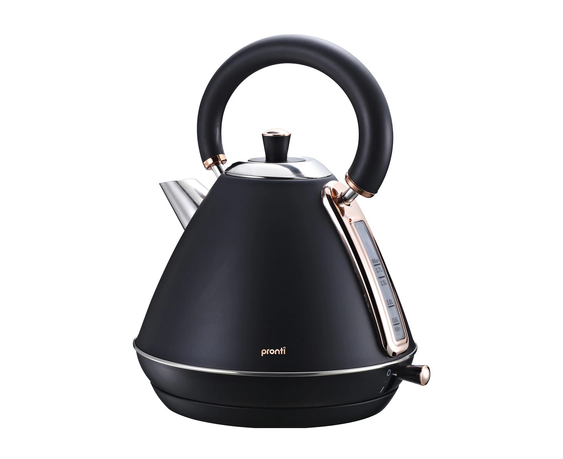 Pronti 1.7L Rose Trim Collection Kettle - Black