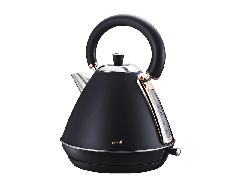 Pronti 1.7L Rose Trim Collection Kettle - Black