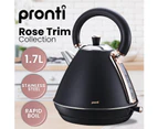 Pronti 1.7L Rose Trim Collection Kettle - Black