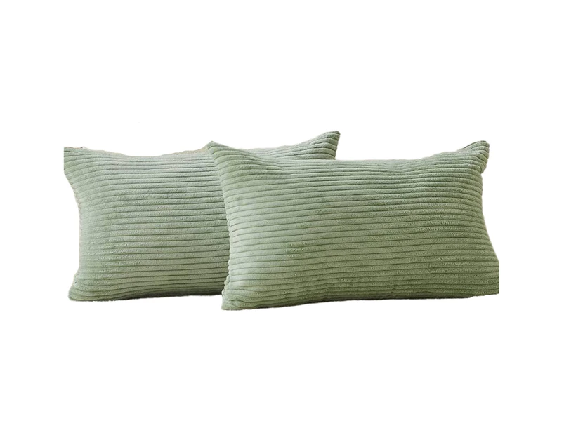 Lumbar Pillow Cover 2 Pack Decorative Striped Corduroy Rectangle Cushion Covers Oblong Pillow Covers for Couch
