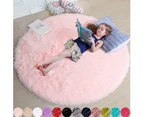 Blush Round Rug for Bedroom,Fluffy Circle Rug 4'X4' for Kids Room,Furry Carpet for Teen Girls Room,Shaggy Circular Rug